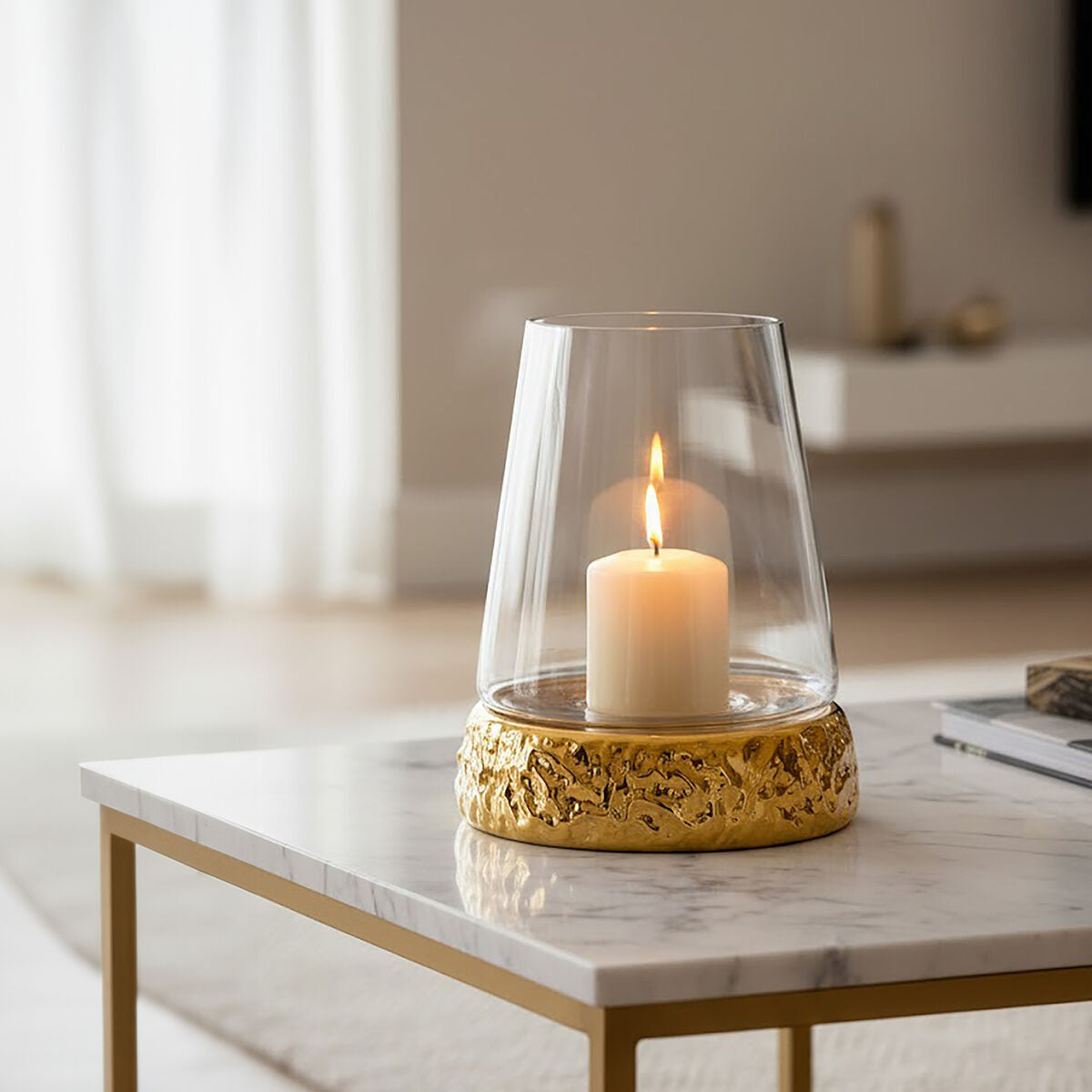 Martele Small Hurricane Gold Candle Holder