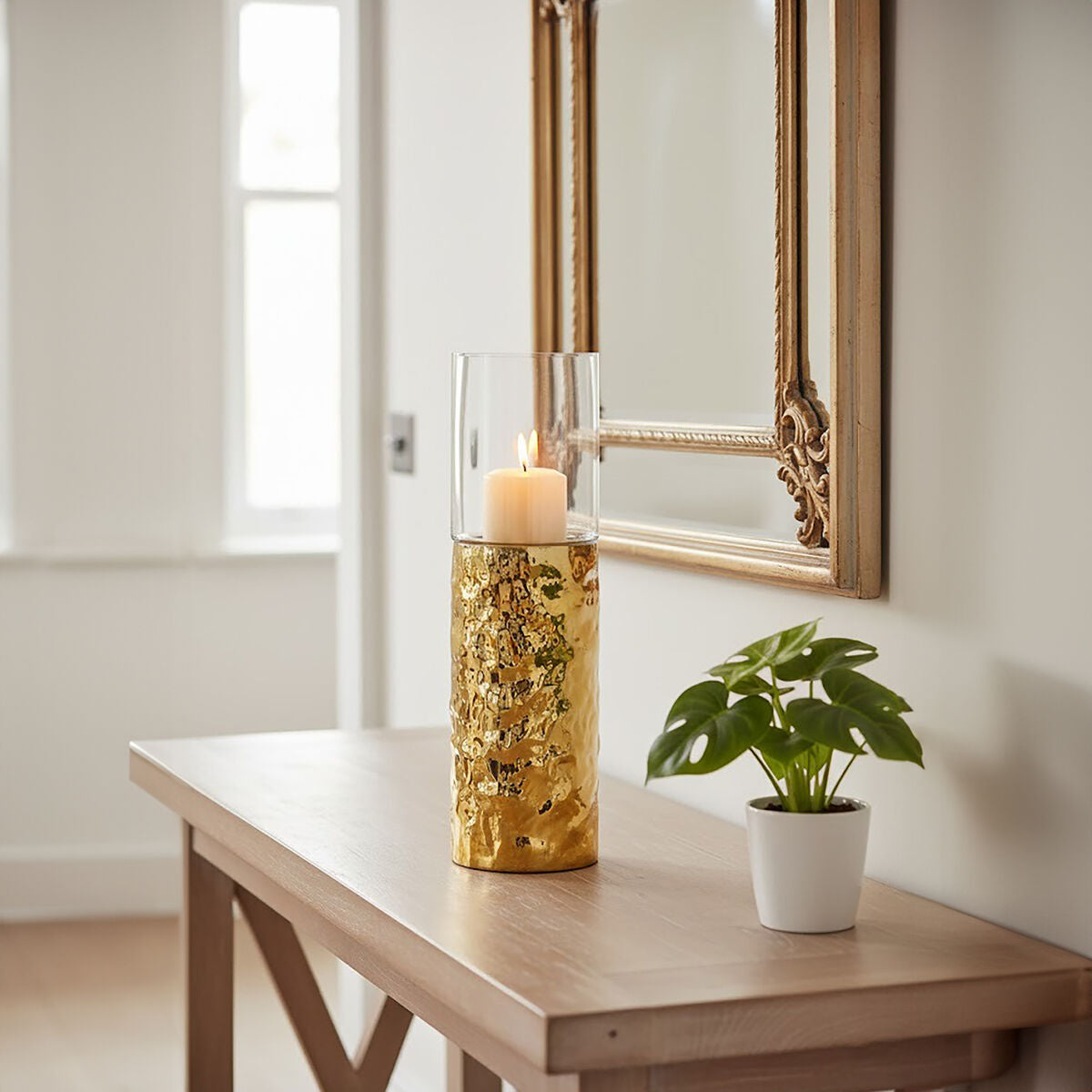 Medium Pillar Gold Candle Holder | Martele