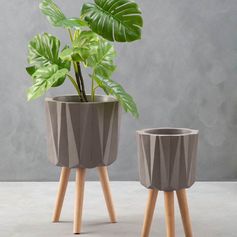 Darnell Large Grey Multifaceted Planter