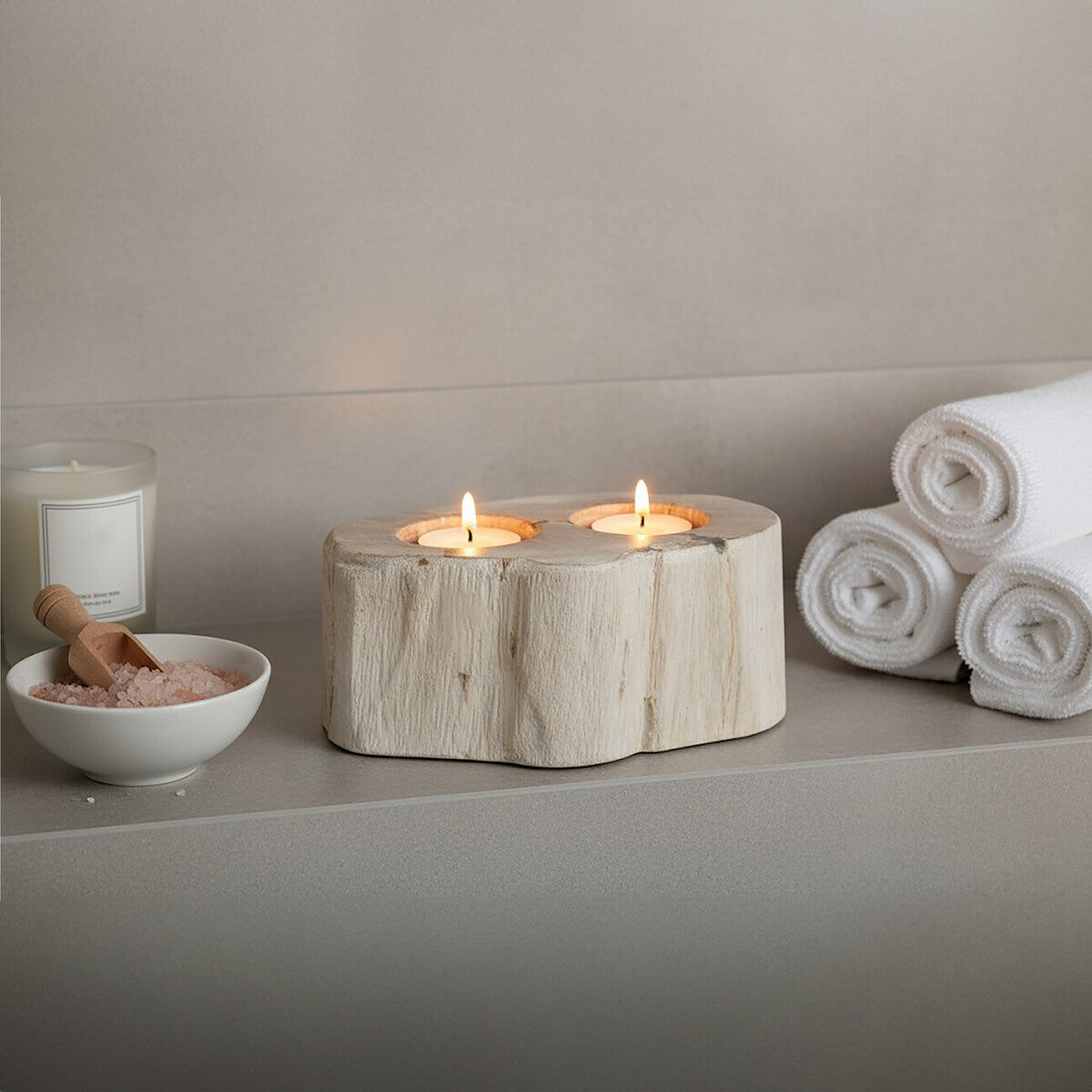 Petrified Wood Double Candle Holder | Relic