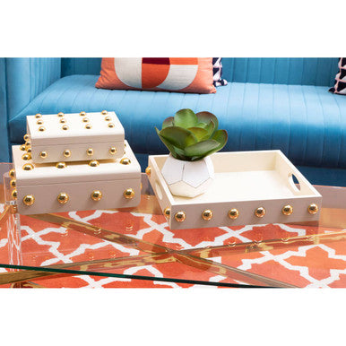 Frida Small Cream and Gold Trinket Box