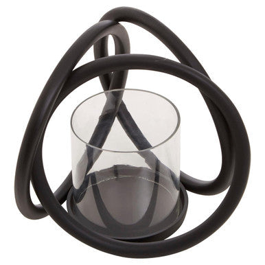 Small Matte Black Finish Candle Holder | Aura
