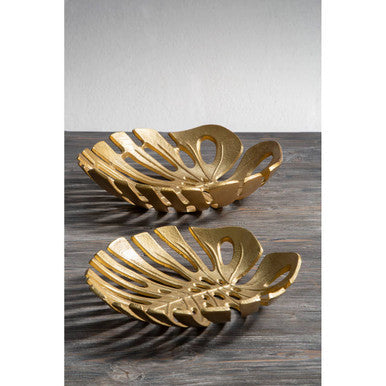 Monstera Small Gold Finish Leaf Dish | Prato