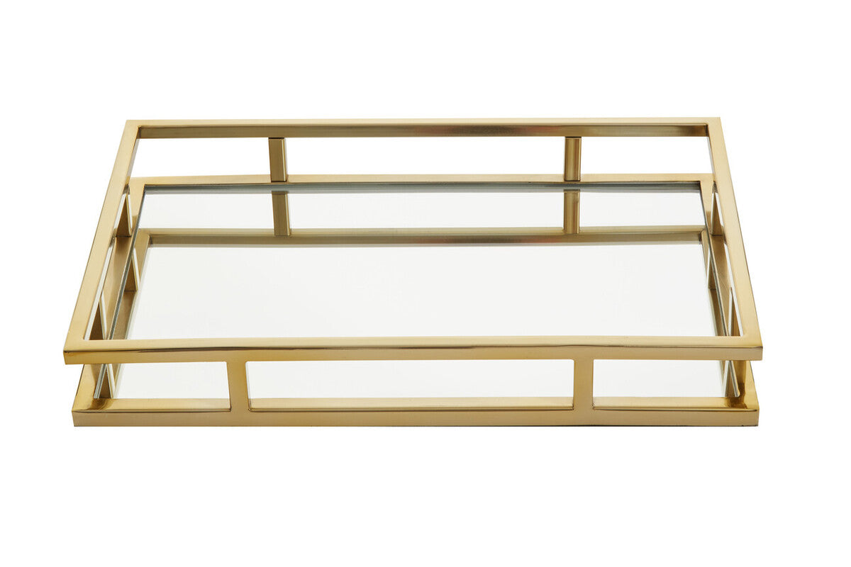Cruzar Rectangular Gold Finish Tray