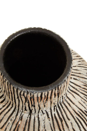Arid Black and White Earthenware Vase