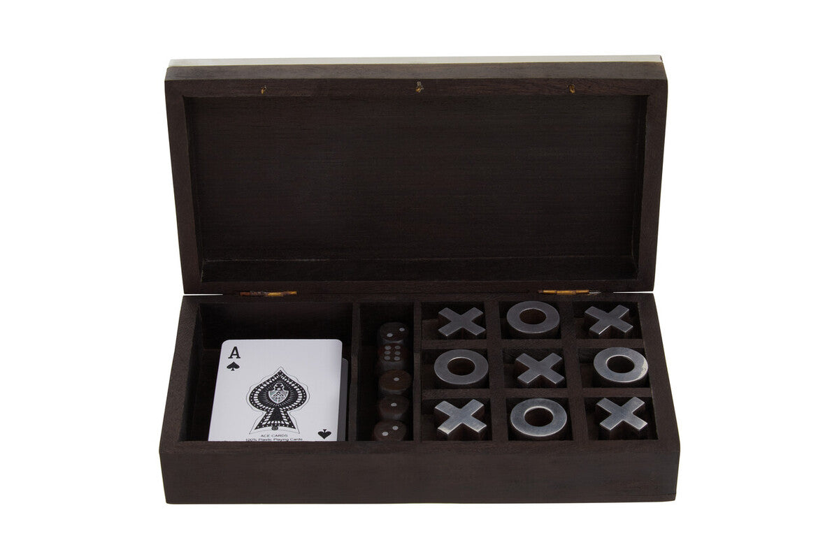 Churchill Games 3 In 1 Noughts and Crosses Dice and Playing Cards Set