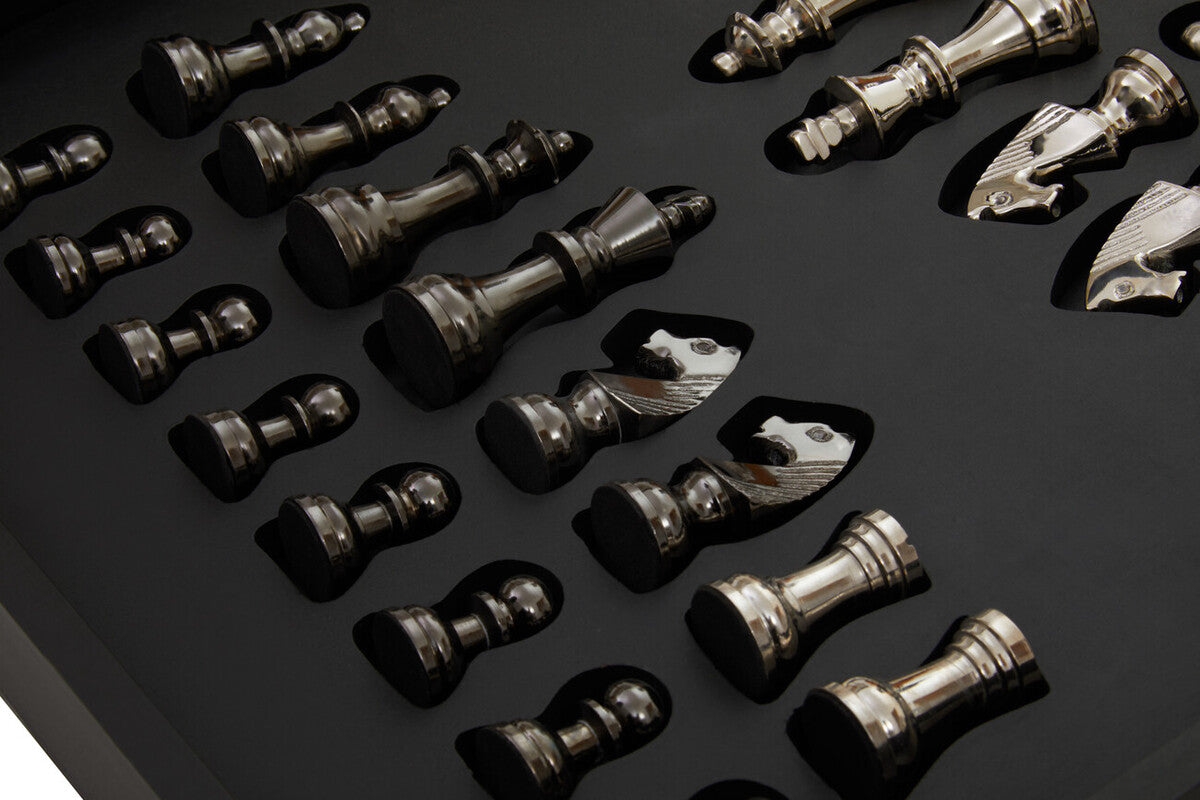 Churchill Games Black And Silver Chess Set