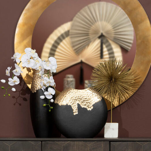 Daito Large Black and Gold Round Vase