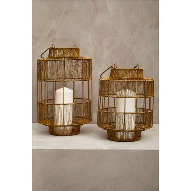 Enzo Small Gold Wire Lantern
