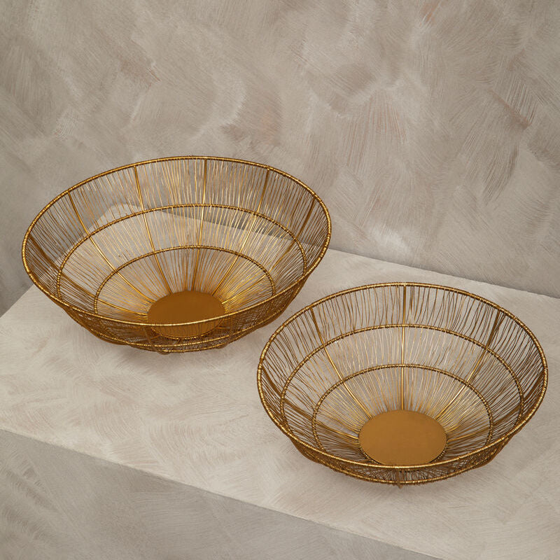 Enzo Set Of Two Gold Wire Bowls