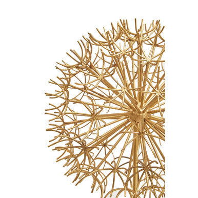 Gold Dandelion Sculpture on White Marble Base | Evra