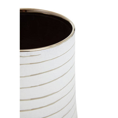 Haldis Large White and Silver Ceramic Planter