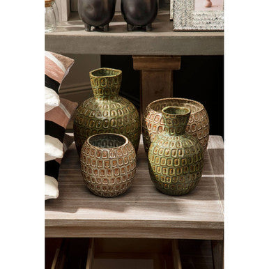 Large Green Textured Ceramic Vase | Yana