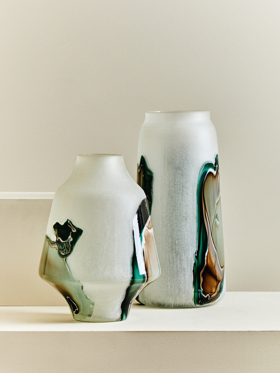 Hakan Glass Vase with Marbled Design