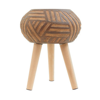 Darnell Round Brown Planter With Angular Legs