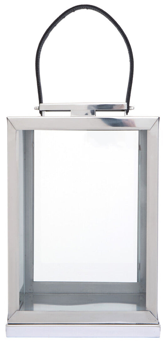 Small Silver Steel with Hair on Leather Handle Lantern | Herber