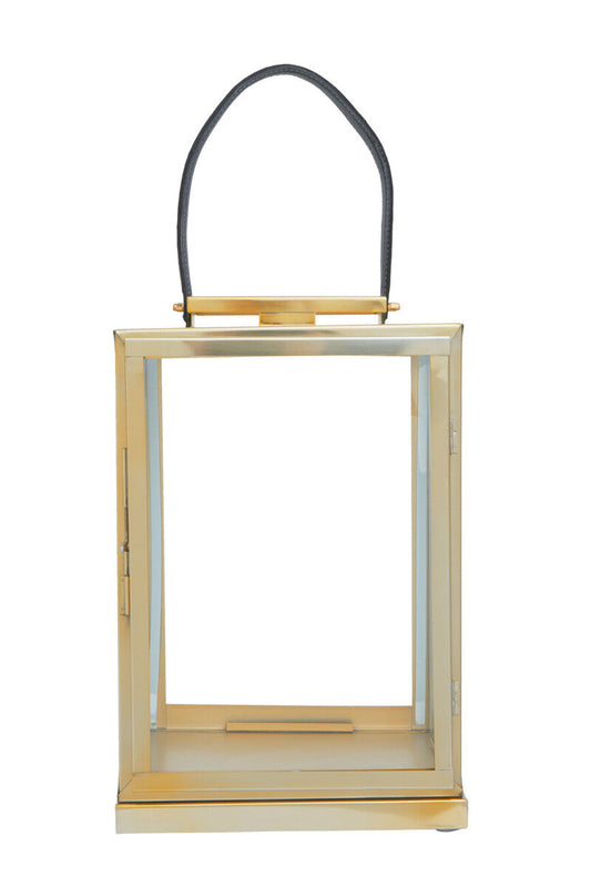Small Gold Steel with Hair on Leather Handle Lantern | Herber
