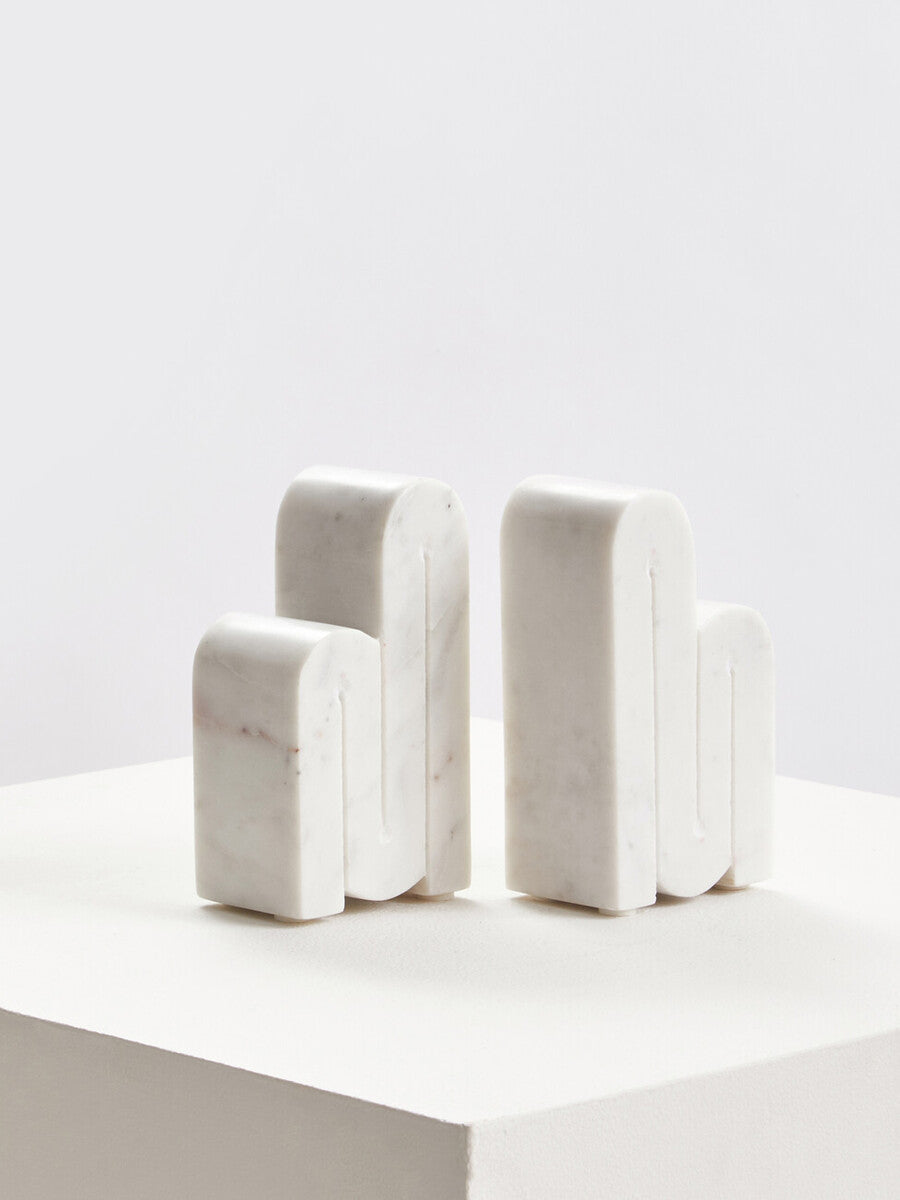 Set of Two White Marble Bookends | Nason