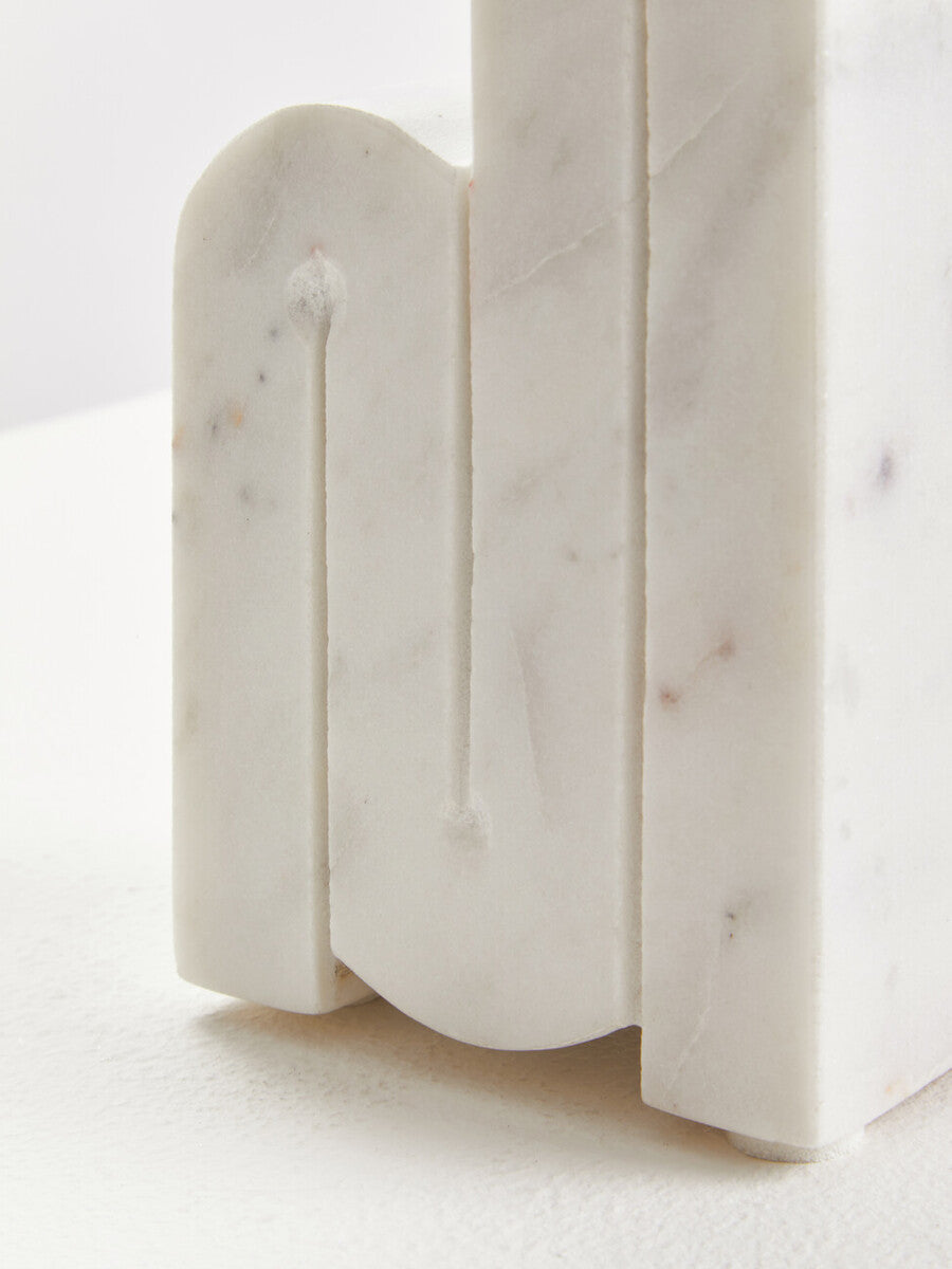Set of Two White Marble Bookends | Nason