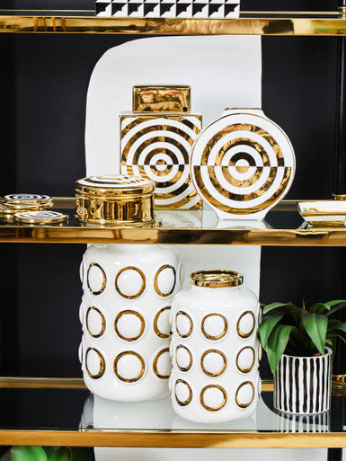 Gold and White Ceramic Jar | Curva