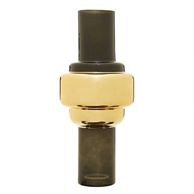 Cayden Large Smoked Black And Gold Vase