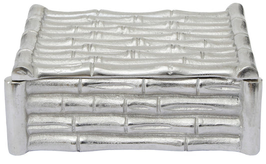 Small Silver Finish Bamboo Effect Trinket Box | Hiba