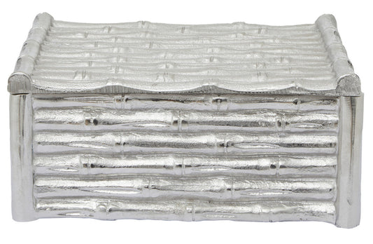 Large Silver Finish Bamboo Effect Trinket Box | Hiba
