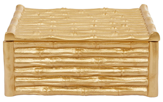 Large Gold Finish Bamboo Effect Trinket Box | Hiba