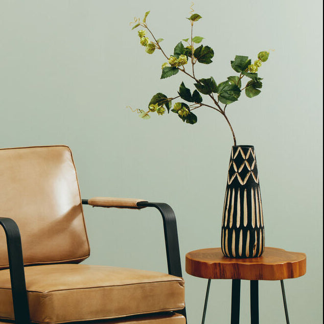 Arlo Small Engraved Wooden Vase.