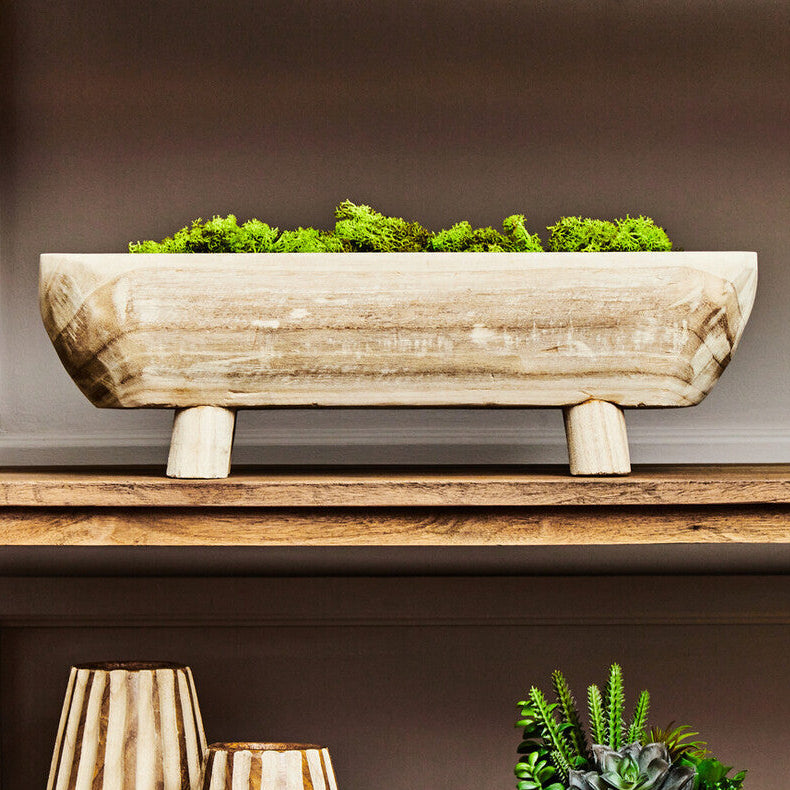 Arlo Natural Oval Decorative Dough Bowl with Footed Base