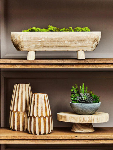 Arlo Natural Oval Decorative Dough Bowl with Footed Base