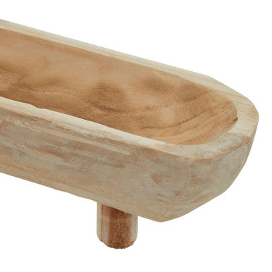 Arlo Natural Oval Decorative Dough Bowl with Footed Base