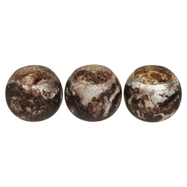 Set of 3 Brown Marble Effect Tealight Holders | Garan