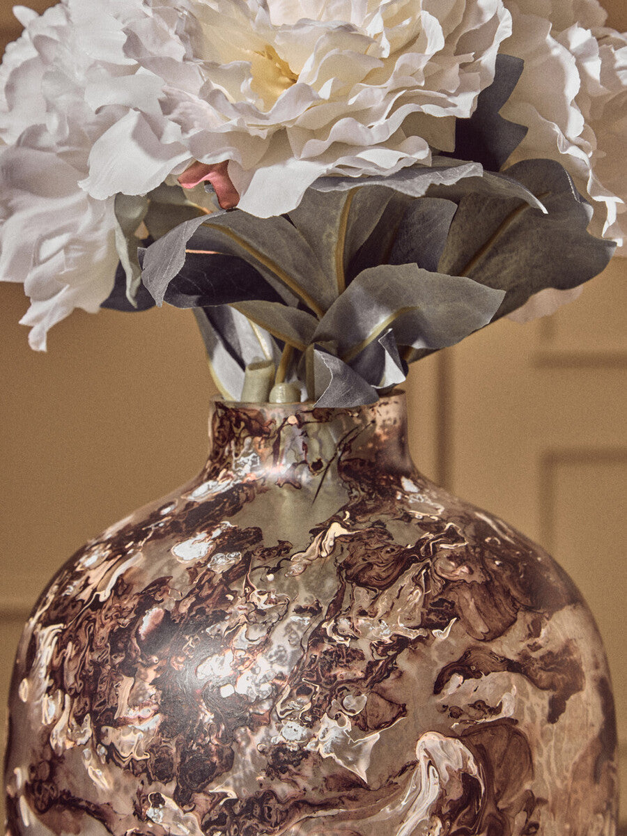 Garan Brown Marble Effect Glass Vase