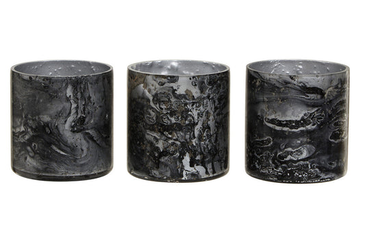Set of 3 Grey Marble Effect Tealight Holders | Garan