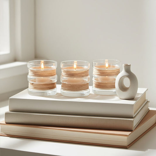 Set of 3 Natural Tealight Holders | Kuta