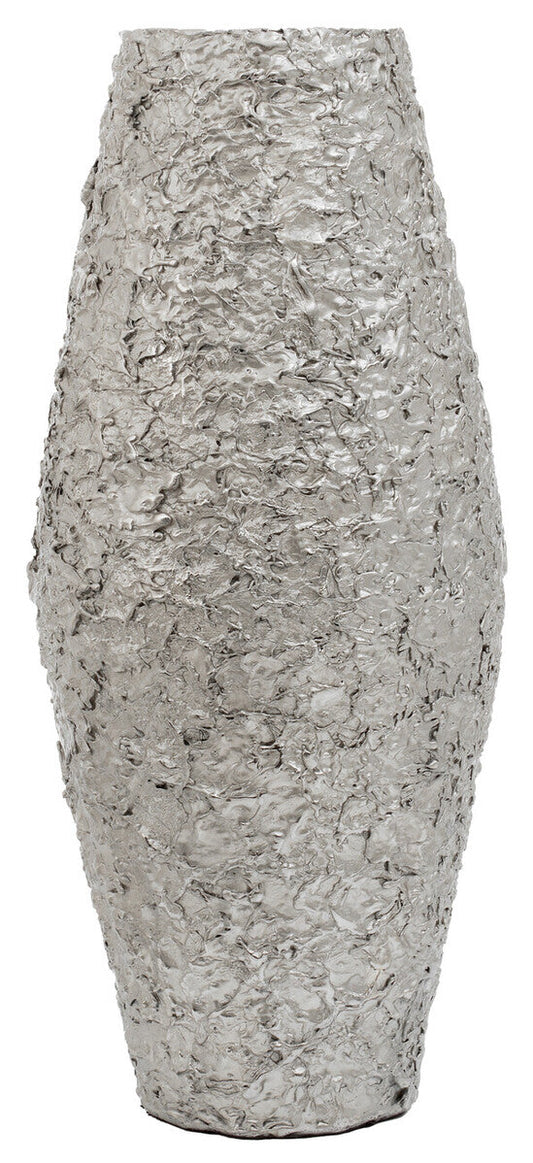 Large Silver Textured Metal Vase | Akola