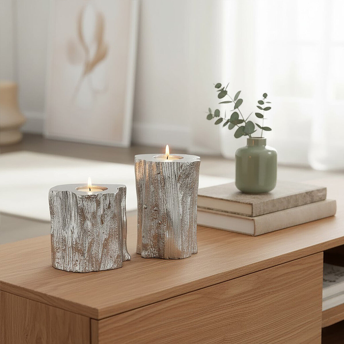 Akola Set Of Two Silver Tealight Holders