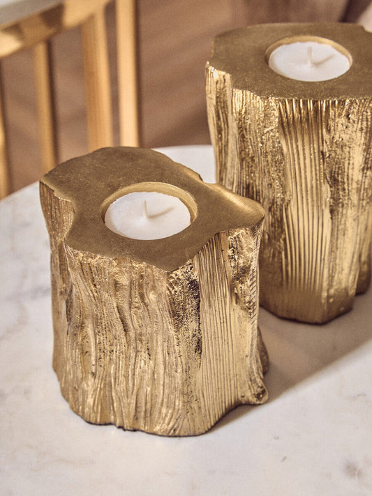 Set Of Two Gold Tealight Holders | Akola