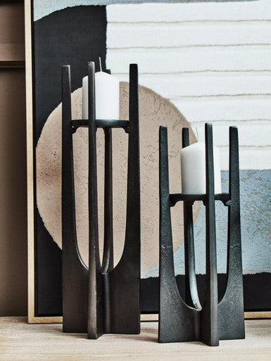 Large Grey Finish Candle Holder | Dante