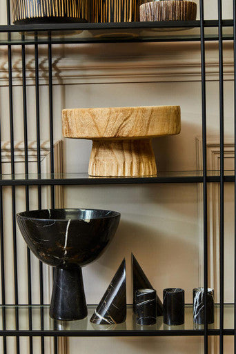 Salmo Large Black Marble Pedestal Bowl