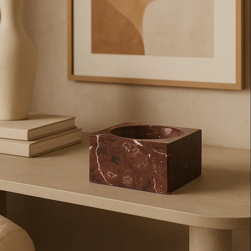 Square Red Marble Bowl | Salmo