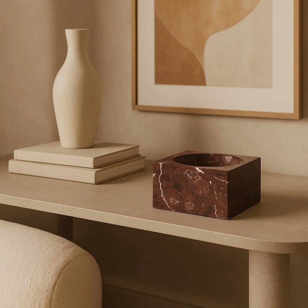 Square Red Marble Bowl | Salmo
