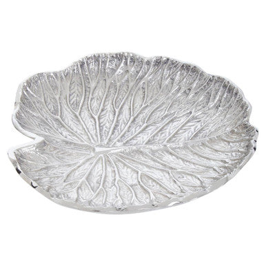 Small Silver Finish Lotus Leaf Plate | Salma