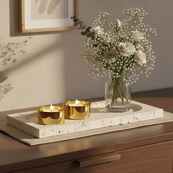 Travertine Rectangular Decorative Tray | Tibor