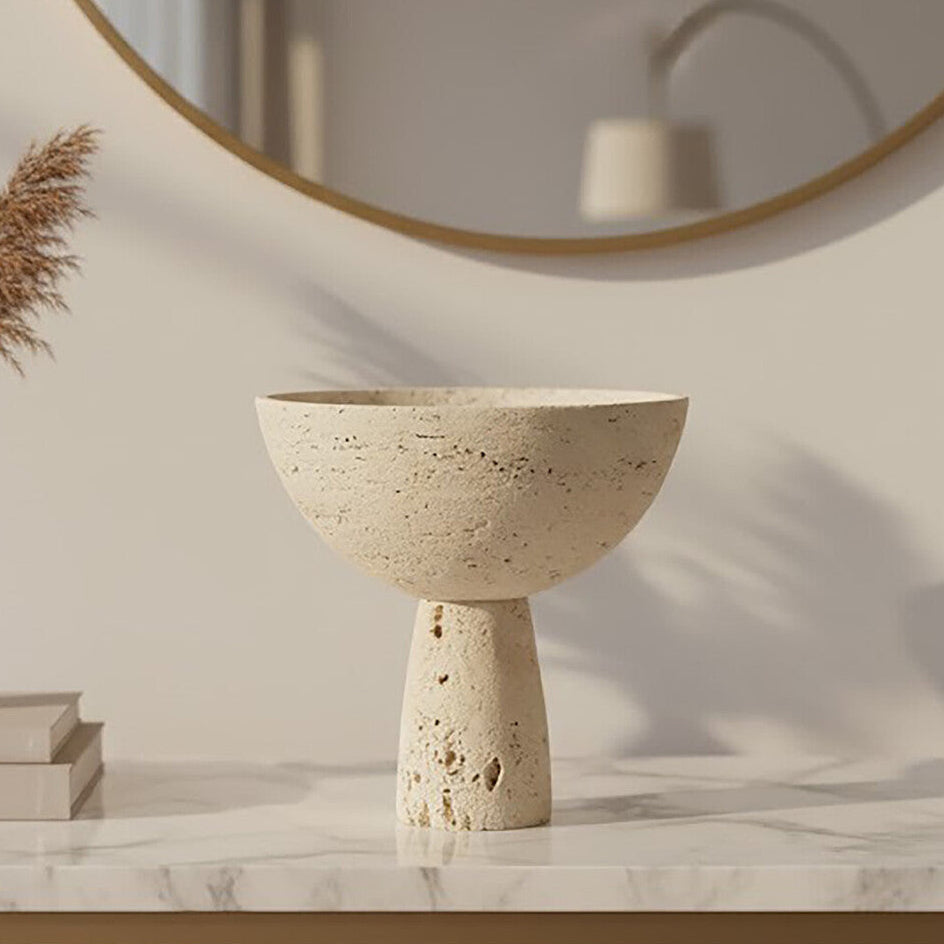 Travertine Pedestal Bowl | Tibor