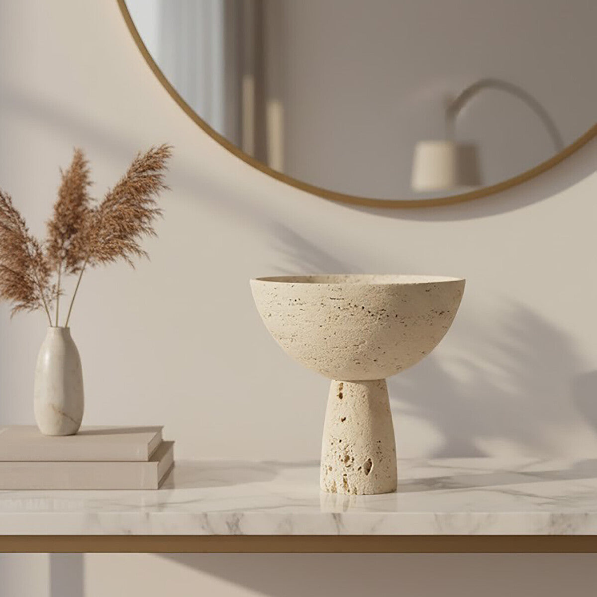 Travertine Pedestal Bowl | Tibor