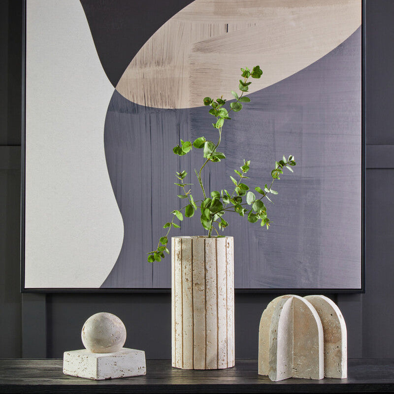 Tibor Travertine Set of 2 Arched Bookends
