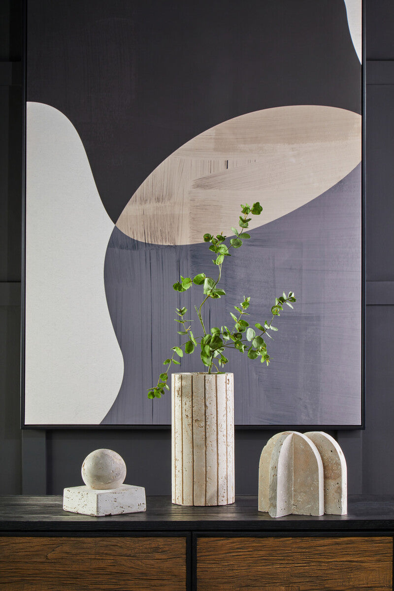 Travertine Ribbed Vase | Tibor
