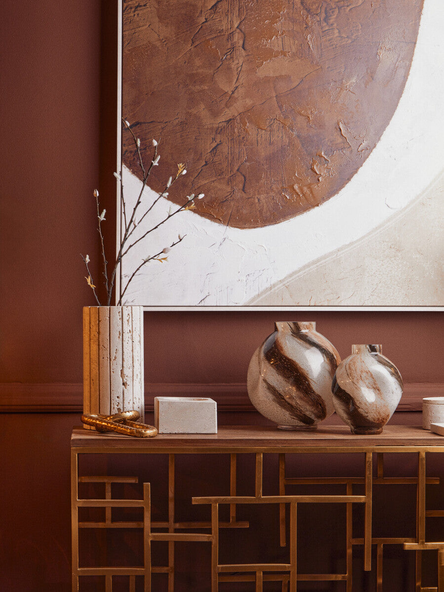 Travertine Ribbed Vase | Tibor